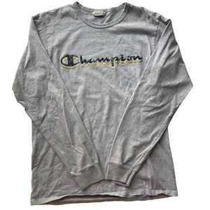 CHAMPION Vintage Streetwear Long Sleeve Tee Shirt Gray Size Medium Camouflage